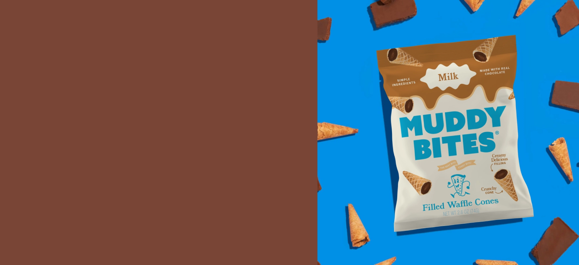 Bag of Milk Muddy Bites on blue